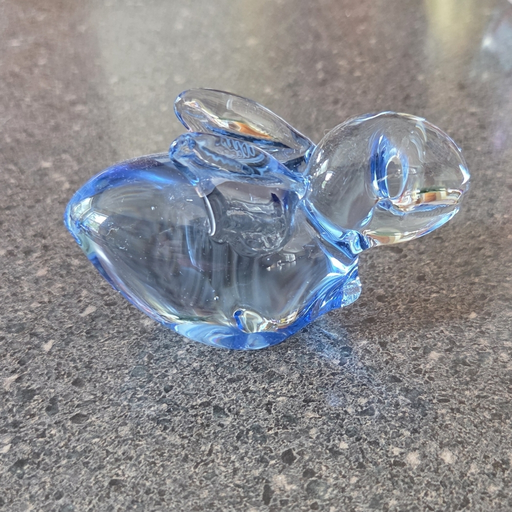 Art glass Bunny Rabbit Paperweight Light Blue